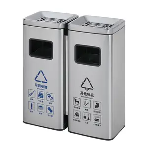 High Quality Commercial Indoor Hotel Recycling Public Waste Bin Stainless Steel Metal Ashtray Garbage Bins