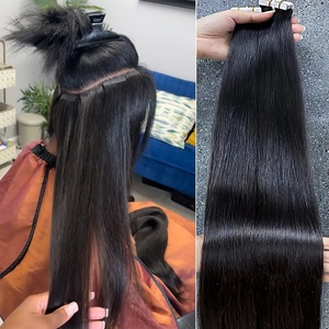 Extensions de cheveux brésiliens vierges 100 % naturels Remy, lisses, à bandes adhésives, qualité salon, pour femme - Product Image 2