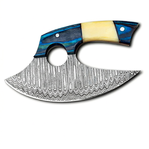 Handmade DIY OEM Damascus Steel Ulu <b>Knife</b> with Pakka Wood & Camel <b>Bone</b> <b>Handle</b> for Kitchen Chopping Slicing Dicing - Product Image 2