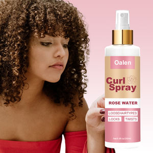 Spray capillaire biologique personnalisé en gros pour <span class=keywords><strong>cheveux</strong></span> bouclés, fixation forte, anti-frisottis, ingrédients à la rose, qualité salon - Product Image 1