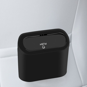 Cubo de basura para coche, rectangular, negro, de plástico, con tapa de apertura a presión, para colgar en el asiento trasero, universal, para uso en el interior del coche. - Product Image 2