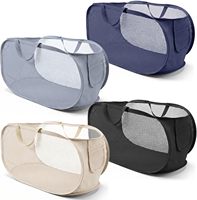 Panier à linge en maille pop-up quatre couleurs, panier à linge pliable avec poignée durable