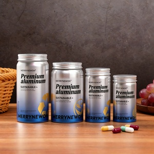 Bouteille en aluminium avec bouchon à vis pour emballage de produits de santé en capsules, emballage de compléments alimentaires, luxe - Product Image 1
