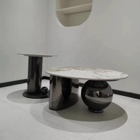 Table basse en panneau de roche italien de luxe léger, acier inoxydable, design moderne, meubles de salon