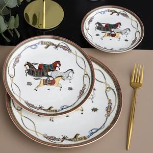Piring Makan Kuda Vintage Keramik Logo Kustom Porselen Royal 8 inci 10 inci untuk <span class=keywords><strong>Hotel</strong></span> - Product Image 4