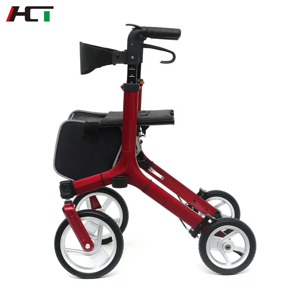Popular Product Aluminum Lightweight Indoor and Outdoor Medical Device for Adult Folding Rollator Walker Wheelchair With Seat