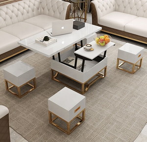 Modern High Gloss Coffee Tea <strong>Table</strong> Tv Stand Set with Hidden Seat Stool <strong>Centre</strong> Tea <strong>Table</strong> and Tv Cabinet Combination - Product Image 3