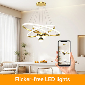 Lustre LED moderne simple ciel étoilé nordique avec télécommande, hauteur réglable, luminaires suspendus pour restaurant, chambre à coucher, salle à manger - Product Image 3