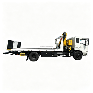 Camion de remorquage à plateau plat DongFeng RHD 4x2 190HP 8 tonnes avec grue hydraulique de 6,3 tonnes montée sur un camion de récupération à plateau coulissant - Product Image 1