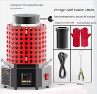 Fourneau de fusion numérique électrique mini 5KG pour or, argent, cuivre, aluminium, avec creuset en graphite, 1200W, multi-tension, portable