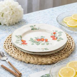 Vaisselle en céramique vintage à motif fraise, assiette créative blanche pure, bol à riz, assiette à fruits, ensembles de vaisselle pour la maison - Product Image 4