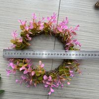 Couronne de fleurs artificielles miniatures de style campagnard de 30 cm, de haute qualité, printemps/été, faite à la main, à suspendre à la porte, feuilles d'eucalyptus roses