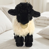 Peluche Mouton Noir en Gros, Jouet en Peluche Agneau à Poils Bouclés, Coussin Confortable Mignon, Cadeau d'Anniversaire pour Enfants