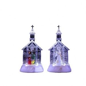 Lámpara de Viento Pequeña de Plástico con Luces LED a Pilas, Adornos de Escritorio con Forma de Iglesia, Papá Noel, Muñeco de Nieve y Ángel, Regalos de Iluminación Navideña - Product Image 6