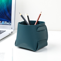 Prêt à expédier porte-stylo pliable en cuir plateau paniers stockage étui à crayons pour bureau
