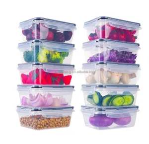 透明食品容器套装带扣收纳盒塑料生菜保鲜盒带盖封闭食品储存容器