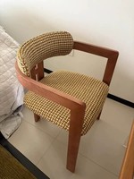 Chaises de salle à manger de style ethnique haut de gamme DISHI avec accoudoirs, structure en bois de frêne, revêtement en tissu - Usage domestique et commercial