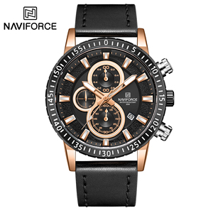 NAVIFORCE-reloj de cuarzo NF8003 para niño, cronógrafo deportivo de negocios con correa de cuero genuino, resistente al agua - Product Image 2