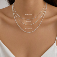 Mylove Collier Chaîne Personnalisable en Argent Sterling 925 Plaqué Or Rhodié, Maillons Cubains, Boîte, Croix, Serpent, Vente en Gros
