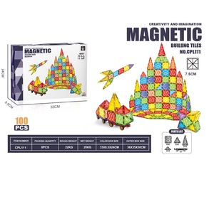 Crianças Presentes 100 Peças de Diamante Magnético Blocos de Construção de Grande Tamanho Cor Janela DIY Criatividade Blocos de Construção com um Carro - Product Image 4