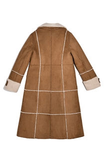 Trench in Shearling da donna alla moda Mustang lungo, marrone camoscio <span class=keywords><strong>con</strong></span> rifiniture in lana, <span class=keywords><strong>cappotto</strong></span> invernale alla moda - Product Image 4