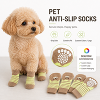 Chaussettes personnalisées pour chiens et chats, chaudes, imperméables, antidérapantes, imprimées, double couche, en coton, avec semelle en caoutchouc à pois, douces, respirantes, pour la marche en intérieur, soin des pattes
