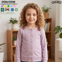 Maßgefertigte Kleinkinder-Strickjacke mit Zopfmuster, Atmungsaktive Baumwolle, Flieder, Übergroß, Langarm, Knopfleiste, Kinder-Layering-Pullover