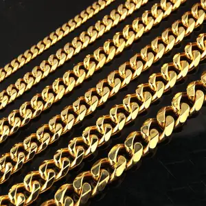 Cadena de eslabones chapada en oro cubano para hombre y mujer, collar de eslabones, joyería de estilo Hip Hop de 18K y 14K, venta al por mayor