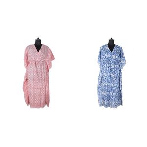 Bat sin mangas playa largo Kaftan mujeres 2025 diseño único vestido Anokhi caftán Maxi vestido Floral bloque estampado Loungewear Anokhi - Product Image 1