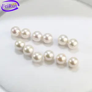 FEIRUN 11-11.5mm one hole half drilled undrilled real genuine freshwater round loose pearls