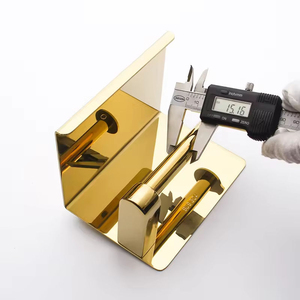 Distributeur <span class=keywords><strong>mural</strong></span> auto-adhésif moderne en acier inoxydable 304 doré pour papier toilette, serviettes en papier et rouleaux de toilette pour salle de bain - Product Image 3