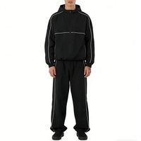 Veste coupe-vent à capuche zippée en nylon respirant à séchage rapide avec logo personnalisé, pantalon de jogging, ensemble de survêtement de football ultraléger