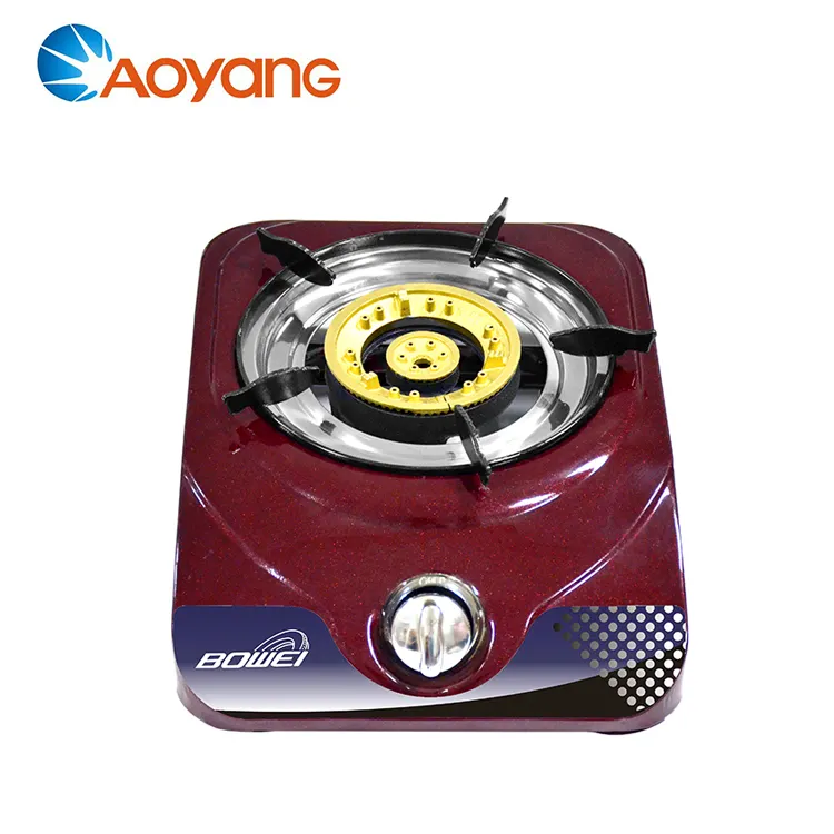 Mini quemador portátil de alta presión, recubrimiento rojo, fácil de limpiar, soporte de quemador individual, cocina de Gas Universal