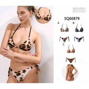 Set Bikini HDJ con Stampa Leopardata, Top Halter e Slip con Laccetti Laterali, Taglie 40 42 44 46, Costume da Bagno Elasticizzato - Product Image 3