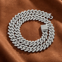 Chaîne de collier en or Hip Hop en gros de 14 mm, micro pavé de zircon, chaîne cubaine, collier pour homme avec diamants émeraude étincelants