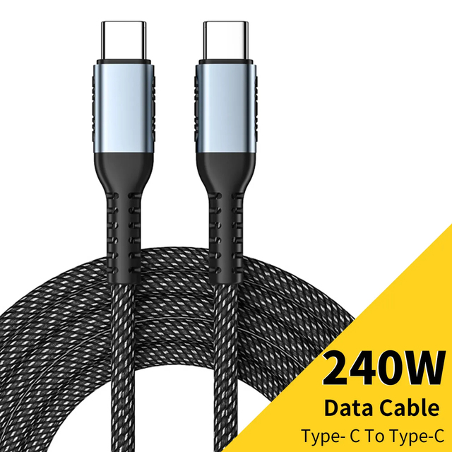 240W Usb-c Charge Cable 48V 5A 1m 2m Type C to Type C 100W Super Fast Charging Cable Data Cable