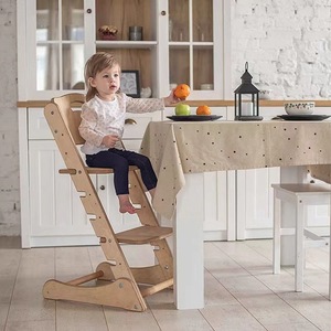 Wooden <b>Toddler</b> High Chair Solid Wood Natural Color 2-4 Years Kitchen Assistant Stool <b>Booster</b> <b>Seat</b> - Product Image 1