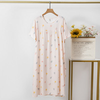 Chemise de nuit en viscose pour femme, pyjama d'été fin à manches courtes en rayonne, robe longue, tenue de nuit pour la maison