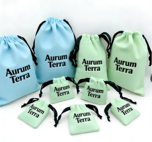 Sacs à bijoux en toile de coton recyclable en gros avec cordon de serrage, logo personnalisable, écologiques, impression sérigraphique - Product Image 3