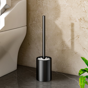 Zenidoo Eco-Friendly Wall-Mounted No-Punch Silicone Toilet Brush Long Handle PP <b>Scrubbing</b> Style for Home Bathroom Cleaning - Product Image 4