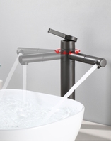 Robinet de lavabo noir moderne, mélangeur chaud et froid, montage sur plan, trou unique, robinet de salle de bain, poignée unique
