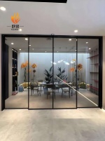 Porte coulissante de patio en alliage d'aluminium à rupture de pont thermique robuste, verre double trempé Low-E, glissement fluide, pour hôpital et salon