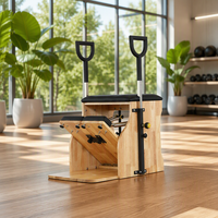 Chaise Wunda Pilates en bois de chêne pour la maison et le studio – Équipement compact d'entraînement de la force du tronc avec pédale réglable