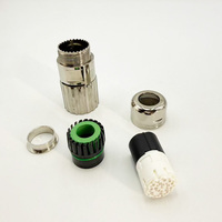 Konektor Seng Bundar Lurus 17 Pin M23 Female IP67 Tahan Air 6~10mm untuk Kabel Otomasi Industri Encoder Motor Servo