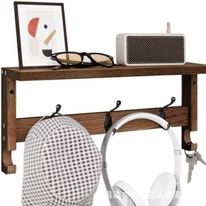 Wooden Wall <b>Shelf</b> With <b>Hooks</b> For Kitchen Storage Spice Rack Hanging Organizer Rectangle Shape Wall Mounted Type - Product Image 5