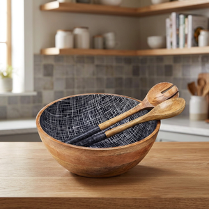 Ensemble de saladiers et de couverts en bois vintage 100% écologiques pour hôtels, restaurants, fêtes et traiteurs - Product Image 1