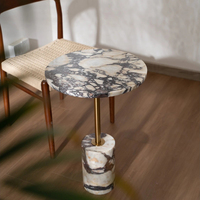 Meubles sur mesure Guanmay pieds en métal de luxe table basse ronde en marbre naturel pour le salon