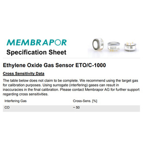 เซ็นเซอร์ตรวจจับก๊าซ Membrapor ETO รุ่น ETO/C-1000 ได้รับการรับรองมาตรฐาน RoHS สำหรับการตรวจจับก๊าซพิษ - Product Image 4