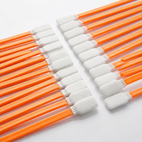 100pcs Swab Busa Cleanroom Bebas Serat dengan Gagang Panjang, Swab Spons Presisi untuk Instrumen Laboratorium