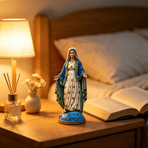 Statua Religiosa in Resina della Vergine Maria, Decorazione da Scrivania, Souvenir Cattolico da Collezione, Regalo per Credenze Religiose - Product Image 4